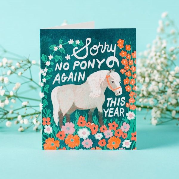 No Pony Birthday Risograph Greeting Card Online now - Image 2