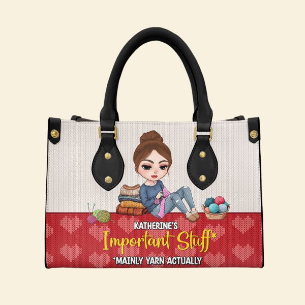 Knitting Girl Handbags - Knitted Heart Pattern - Personalized Gifts For Women For Cheap - Image 5
